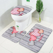 3 Stuk Badkamer Tapijt Set Non Slip Liefde Hart Print Bad Contour Mat U-vormige Wc Tapijt Wc Deksel Cover Set Douche Accessoires