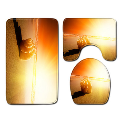 Set od 3 dijela Školjke za plažu Podna prostirka Otirač za vrata Kupaonski tepih Kupaonski tepisi Navlaka za WC sjedalo Podna prostirka Kupaonski dekor