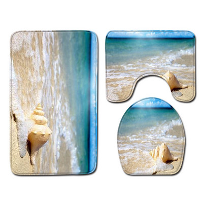 Set od 3 dijela Školjke za plažu Podna prostirka Otirač za vrata Kupaonski tepih Kupaonski tepisi Navlaka za WC sjedalo Podna prostirka Kupaonski dekor