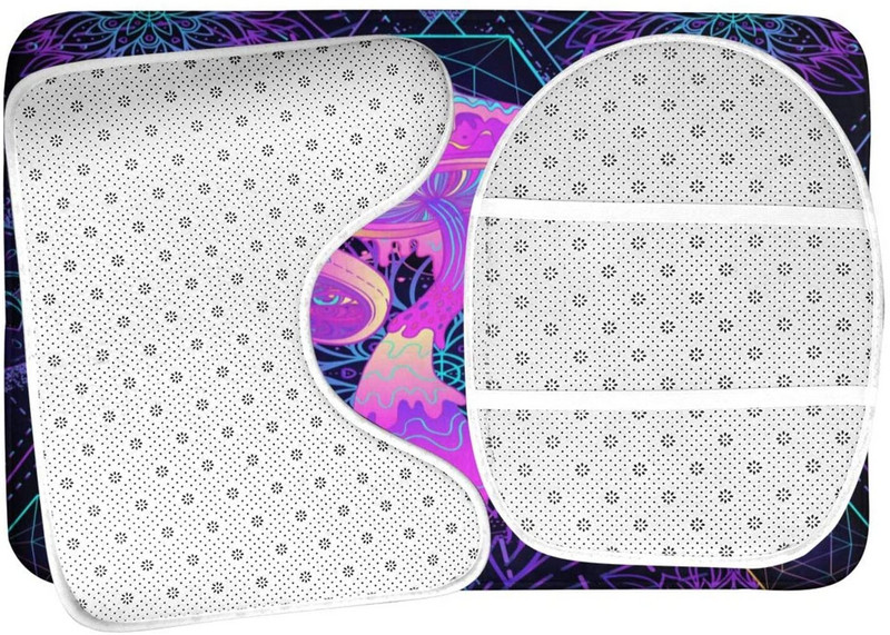 Vannas paklājs vannas istabas paklājiem Trippy Magic Mushrooms Sacred Mystic komplekti 3 gab Dušas paklājiņi Memory Foam Neslīdošs tualetes vannas grīdas paklājs
