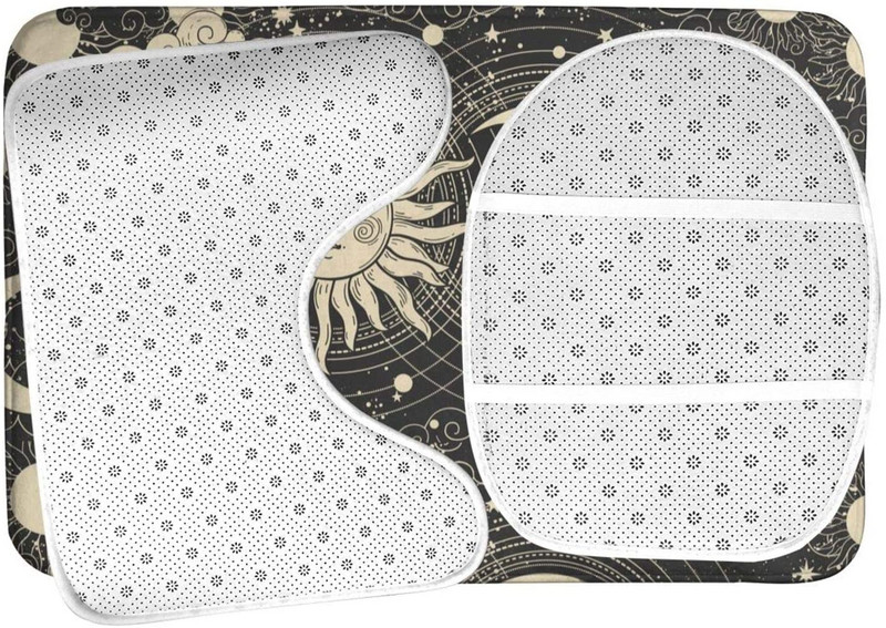 Prostirka za kupaonicu za kupaonske prostirke Tarot Sun Moon Witchy Night Setovi 3-dijelne prostirke za tuširanje Memorijska pjena koja ne klizi WC kada Podna prostirka Mekana