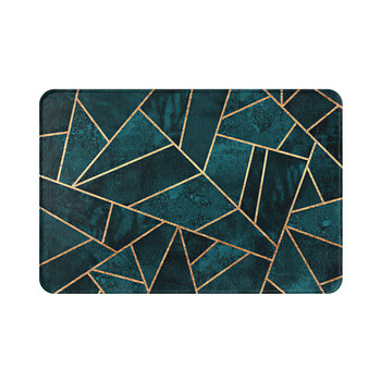 Синя мраморна геометрична шарка Подложка за кухненска входна врата Коралово кадифено килимче Гумено цветно подово покритие на закрито Килим против плъзгане
