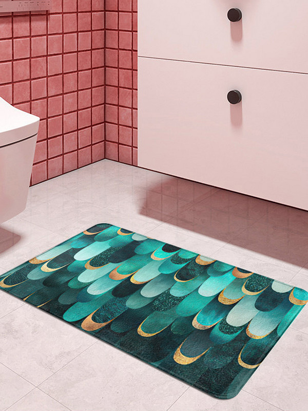 Otisnuti zeleni šljunak Tepih za spavaću sobu Periv neklizajući Kuhinjski tepih Podni tepisi Kućni dnevni boravak Tepisi Balkon Kupaonica Otirač za noge