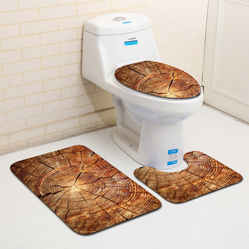 Безплатна доставка 3бр. Цветен Banyo Wood Grain Килим за баня Тоалетна U-тип Комплект постелки за баня Неплъзгащи се Tapis Salle De Bain Alfombra Bano