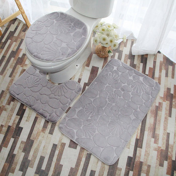 Комплект постелки за баня Релефен килим за под на баня Фланелена постелка за тоалетна с капак Абсорбиращи меки килими за баня Домашен декор