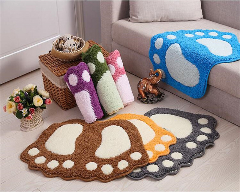 Poliestera mazo pēdu neslīdošs durvju paklājiņš, mazs kāju paklājiņš, tualetes un vannas istabas pretslīdes paklājiņš, multfilmu plūstošs kāju paklājiņš