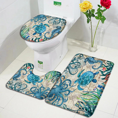 Purpura Orchid Zen vannas paklājiņi 3gab komplekts balts sveces melns masāžas akmens spa durvju paklājs mājas vannas istabas dekors, neslīdošs tualetes pārklāja paklājiņš