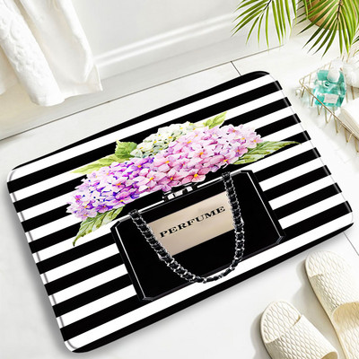 Purpura Orchid Zen vannas paklājiņi 3gab komplekts balts sveces melns masāžas akmens spa durvju paklājs mājas vannas istabas dekors, neslīdošs tualetes pārklāja paklājiņš