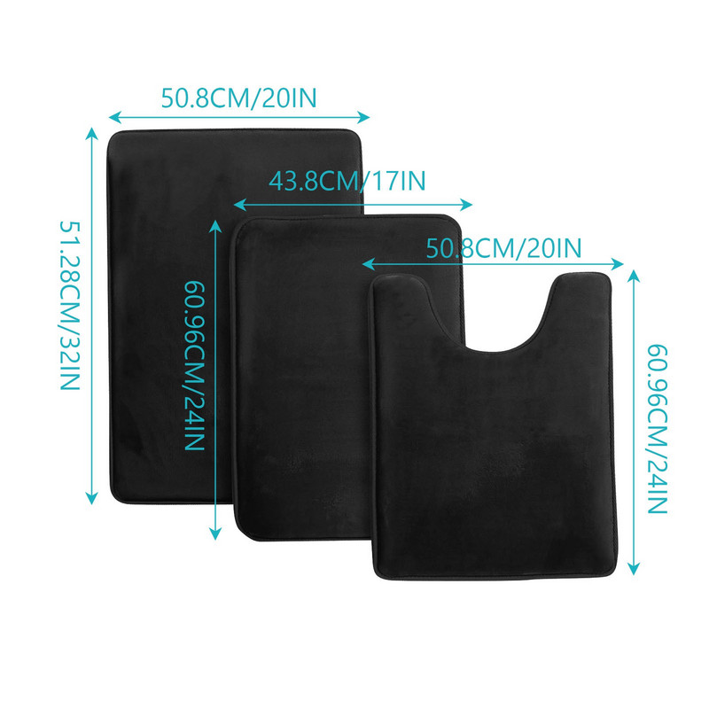 3 vannas istabas paklājiņu komplekts, mīksts, neslīdošs, 3 gab., bruģakmens paklājiņš vannas istabas paklājs, absorbējošs dušas paklājs, tualetes vāks, pārsegs grīda