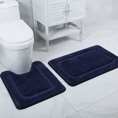 Дебели микрофибърни подложки за баня Абсорбиращи подови килими за тоалетна вана Страна на умивалник Плътен цвят Модерен килим за крака в спалнята