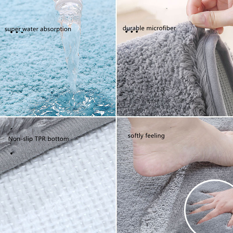 Debela kupaonska prostirka od mikrovlakana, upijajući podni tepisi za WC kadu, strana umivaonika Jednobojna, moderna spavaća soba, prostirka za noge