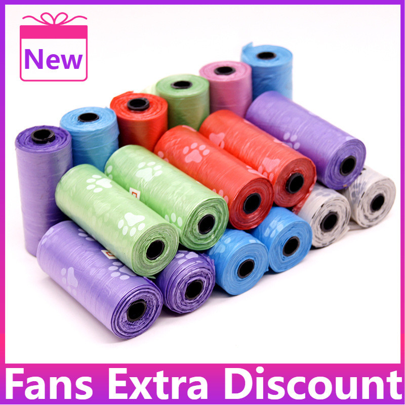 NOVO 1 rola NOVO Vreća za pseći izmet s otiskom šape 15 vrećica/rola Velike vreće za mačji otpad Vreća za smeće za pse na otvorenom, čisto punjenje, 1 rola