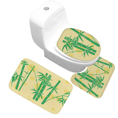 Zeegle Wood Printed 3Pcs Kupaonska prostirka Neklizajuća Podna prostirka za kupaonicu Set kupaonskih prostirača Upijajuća prostirka za WC Kupaonski set tepiha