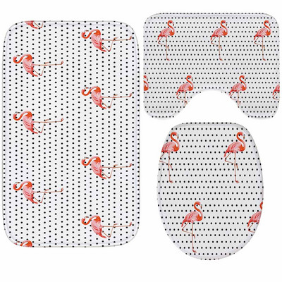 Zeegle Wood Printed 3Pcs Kupaonska prostirka Neklizajuća Podna prostirka za kupaonicu Set kupaonskih prostirača Upijajuća prostirka za WC Kupaonski set tepiha