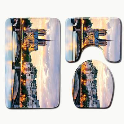 Zeegle Notre Dame de Paris Pattern WC prostirke za kupaonicu Kupaonski set Tepih Kupaonski tepih 3 komada WC tepiha koji upijaju vodu