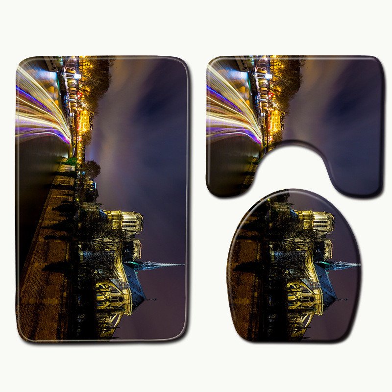 Zeegle Notre Dame de Paris Pattern WC prostirke za kupaonicu Kupaonski set Tepih Kupaonski tepih 3 komada WC tepiha koji upijaju vodu