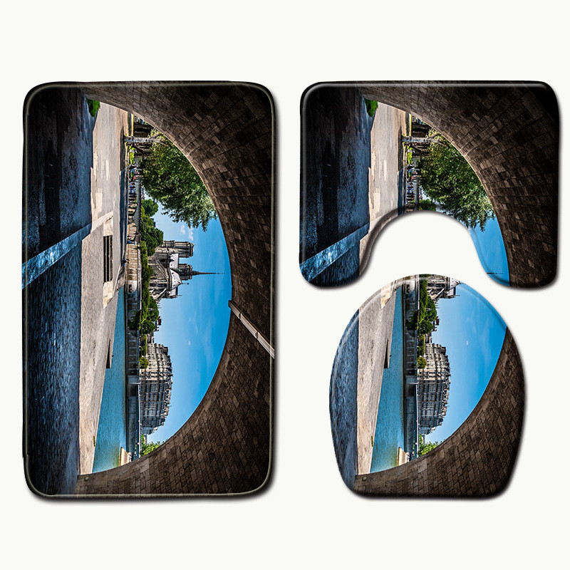 Zeegle Notre Dame de Paris Pattern WC prostirke za kupaonicu Kupaonski set Tepih Kupaonski tepih 3 komada WC tepiha koji upijaju vodu