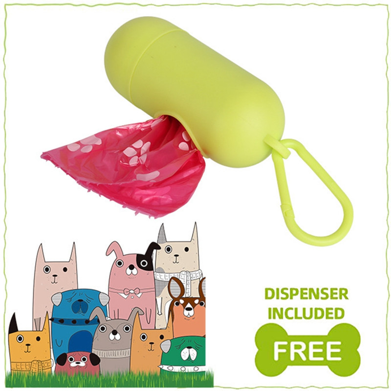 Rozā bioloģiski noārdāmi suņu izkārnījumu maisiņi Videi draudzīgi, necaurlaidīgi, kvalitatīvi biezi, spēcīgi mājdzīvnieku atkritumu maisi, viegli saplējami āra tīrīšanai