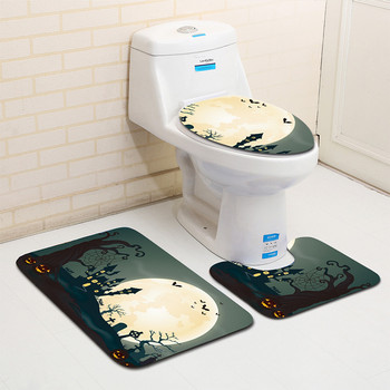 Σετ χαλιών τουαλέτας Zeegle 3Pcs με μοτίβο φαναριού Αντιολισθητικά χαλάκια για μπάνιο και βάθρο τουαλέτας Καπάκι τουαλέτας Χαλάκια μπάνιου