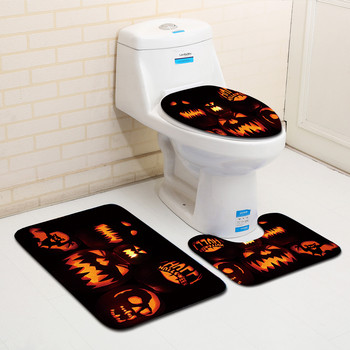 Σετ χαλιών τουαλέτας Zeegle 3Pcs με μοτίβο φαναριού Αντιολισθητικά χαλάκια για μπάνιο και βάθρο τουαλέτας Καπάκι τουαλέτας Χαλάκια μπάνιου