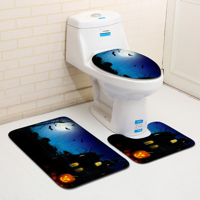 Zeegle 3Gb Lantern Pattern tualetes paklāju komplekts, neslīdoši paklājiņi vannas istabai un tualetes poda paklāja vākam