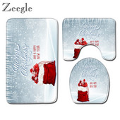 Zeegle Merry Christmas Prostirka za kupaonicu Poklopac Poklopac za WC školjku Set prostirki od flanela Protuklizna prostirka za kupaonicu Periva toaletna prostirka Tepih za uređenje doma