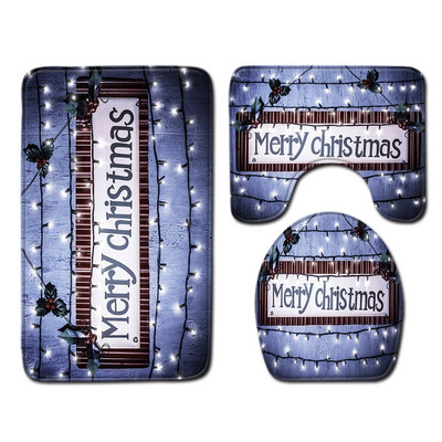 Zeegle Merry Christmas Prostirka za kupaonicu Poklopac Poklopac za WC školjku Set prostirki od flanela Protuklizna prostirka za kupaonicu Periva toaletna prostirka Tepih za uređenje doma