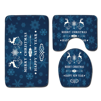 Zeegle Merry Christmas Prostirka za kupaonicu Poklopac Poklopac za WC školjku Set prostirki od flanela Protuklizna prostirka za kupaonicu Periva toaletna prostirka Tepih za uređenje doma
