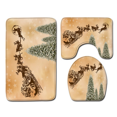 Zeegle Merry Christmas Prostirka za kupaonicu Poklopac Poklopac za WC školjku Set prostirki od flanela Protuklizna prostirka za kupaonicu Periva toaletna prostirka Tepih za uređenje doma