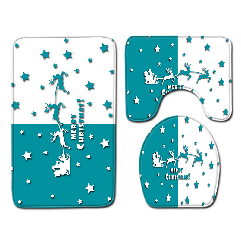 Zeegle Merry Christmas Prostirka za kupaonicu Poklopac Poklopac za WC školjku Set prostirki od flanela Protuklizna prostirka za kupaonicu Periva toaletna prostirka Tepih za uređenje doma