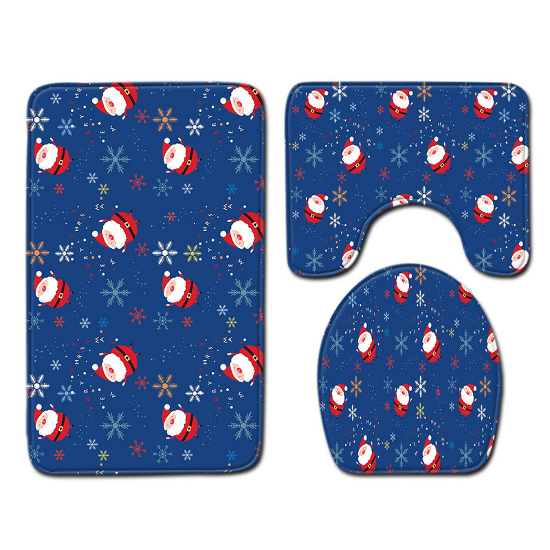 Zeegle Merry Christmas Prostirka za kupaonicu Poklopac Poklopac za WC školjku Set prostirki od flanela Protuklizna prostirka za kupaonicu Periva toaletna prostirka Tepih za uređenje doma