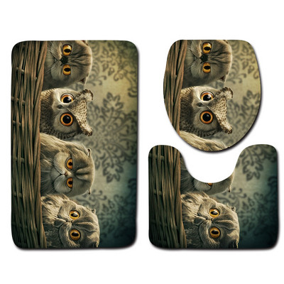 Zeegle Animal Pattern vannas paklājiņa komplekts tualetes U veida paklājiņš Pjedestāla paklāja vāks Tualetes pārvalks Poliestera vannas istabas paklājiņš Pretslīdošs pēdu paklājs