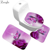 Zeegle toaletne prostirke s otisnutim leptirima Set kupaonskih prostirki protiv klizanja Set toaletnih prostirki za kupaonicu Tepih Kupaonska prostirka