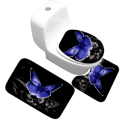 Zeegle toaletne prostirke s otisnutim leptirima Set kupaonskih prostirki protiv klizanja Set toaletnih prostirki za kupaonicu Tepih Kupaonska prostirka