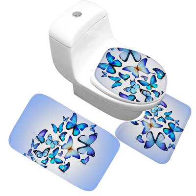 Zeegle toaletne prostirke s otisnutim leptirima Set kupaonskih prostirki protiv klizanja Set toaletnih prostirki za kupaonicu Tepih Kupaonska prostirka