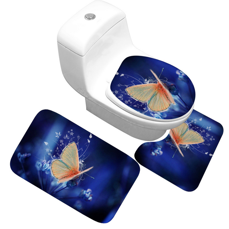 Zeegle toaletne prostirke s otisnutim leptirima Set kupaonskih prostirki protiv klizanja Set toaletnih prostirki za kupaonicu Tepih Kupaonska prostirka