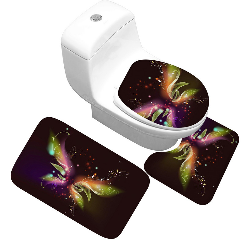 Zeegle toaletne prostirke s otisnutim leptirima Set kupaonskih prostirki protiv klizanja Set toaletnih prostirki za kupaonicu Tepih Kupaonska prostirka