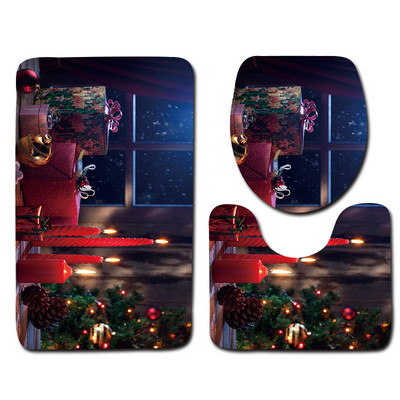 Zeegle 3gab Vannas istabas paklājiņu komplekts tualetes U tipa mikrošķiedras vannas paklājiņš vāks tualetes pārsegs neslīdošs grīdas paklājs flaneļa tualetes kāju paklājs