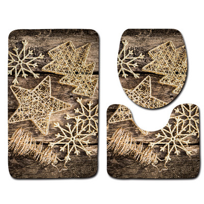 Zeegle 3gab Vannas istabas paklājiņu komplekts tualetes U tipa mikrošķiedras vannas paklājiņš vāks tualetes pārsegs neslīdošs grīdas paklājs flaneļa tualetes kāju paklājs