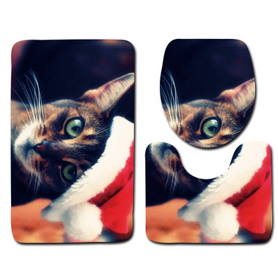 Zeegle 3gab Vannas istabas paklājiņu komplekts tualetes U tipa mikrošķiedras vannas paklājiņš vāks tualetes pārsegs neslīdošs grīdas paklājs flaneļa tualetes kāju paklājs