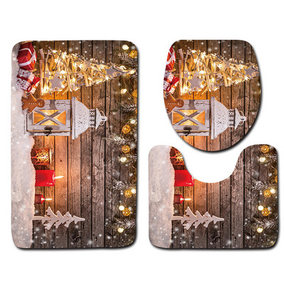 Zeegle 3gab Vannas istabas paklājiņu komplekts tualetes U tipa mikrošķiedras vannas paklājiņš vāks tualetes pārsegs neslīdošs grīdas paklājs flaneļa tualetes kāju paklājs