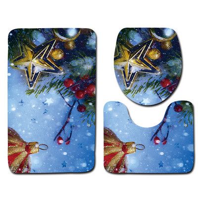 Zeegle 3gab Vannas istabas paklājiņu komplekts tualetes U tipa mikrošķiedras vannas paklājiņš vāks tualetes pārsegs neslīdošs grīdas paklājs flaneļa tualetes kāju paklājs