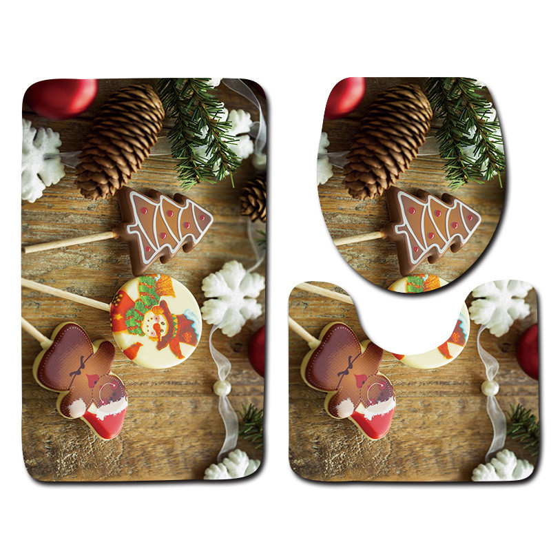 Zeegle 3gab Vannas istabas paklājiņu komplekts tualetes U tipa mikrošķiedras vannas paklājiņš vāks tualetes pārsegs neslīdošs grīdas paklājs flaneļa tualetes kāju paklājs