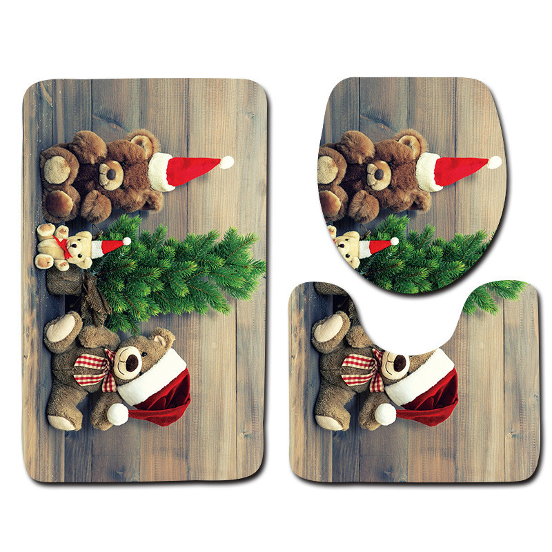 Zeegle 3gab Vannas istabas paklājiņu komplekts tualetes U tipa mikrošķiedras vannas paklājiņš vāks tualetes pārsegs neslīdošs grīdas paklājs flaneļa tualetes kāju paklājs