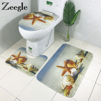 Zeegle 3 τεμ/σετ Χαλιά μπάνιου Χαλιά Τουαλέτας Αντιολισθητικά Χαλιά Μπάνιου Σετ Μοκέτες Μπάνιου Φανελένιο Κάλυμμα Χαλιού Μπάνιου Χαλάκια ντους τουαλέτας