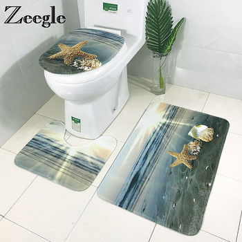 Zeegle 3 бр./компл. Постелка за баня Тоалетни килими Противоплъзгащи се комплект килими за баня Подложки за баня Фланел Покривало за килим за баня Подложки за тоалетна душ