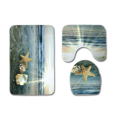 Zeegle 3Pcs/set Kupaonska prostirka WC prostirke Protuklizni kupaonski tepisi Komplet kupaonskih prostirki Flanel kupaonski tepih Prekrivač WC prostirke za tuš