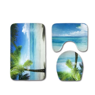 Zeegle 3Pcs/set Kupaonska prostirka WC prostirke Protuklizni kupaonski tepisi Komplet kupaonskih prostirki Flanel kupaonski tepih Prekrivač WC prostirke za tuš