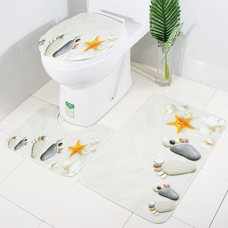 Zeegle 3Pcs/set Kupaonska prostirka WC prostirke Protuklizni kupaonski tepisi Komplet kupaonskih prostirki Flanel kupaonski tepih Prekrivač WC prostirke za tuš