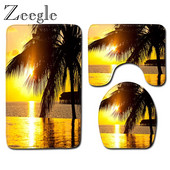Zeegle Beach Scenic otisnuta kupaonska toaletna prostirka od 3 komada Set podnih prostirki za tuširanje Podne prostirke za vrata od mikrovlakana Protuklizna prostirka Kupaonski tepih